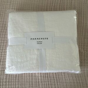 PARACHUTE HOME Linen Top Sheet in White: Full/Queen Size NWT